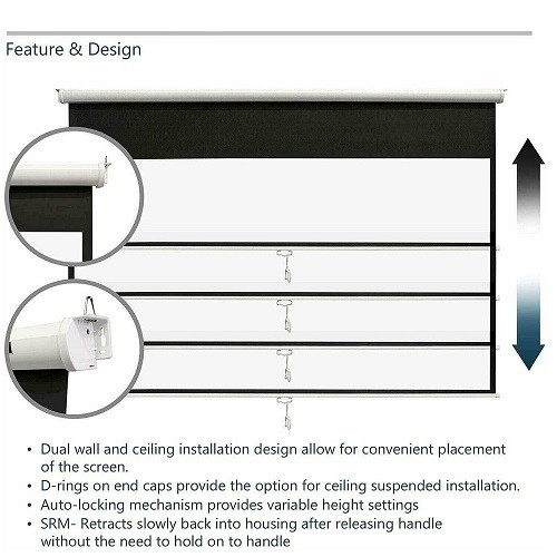 5 Core Pull Down Tripod Projector Screen 8K 3D Ultra HD 16:9M 100" Inch