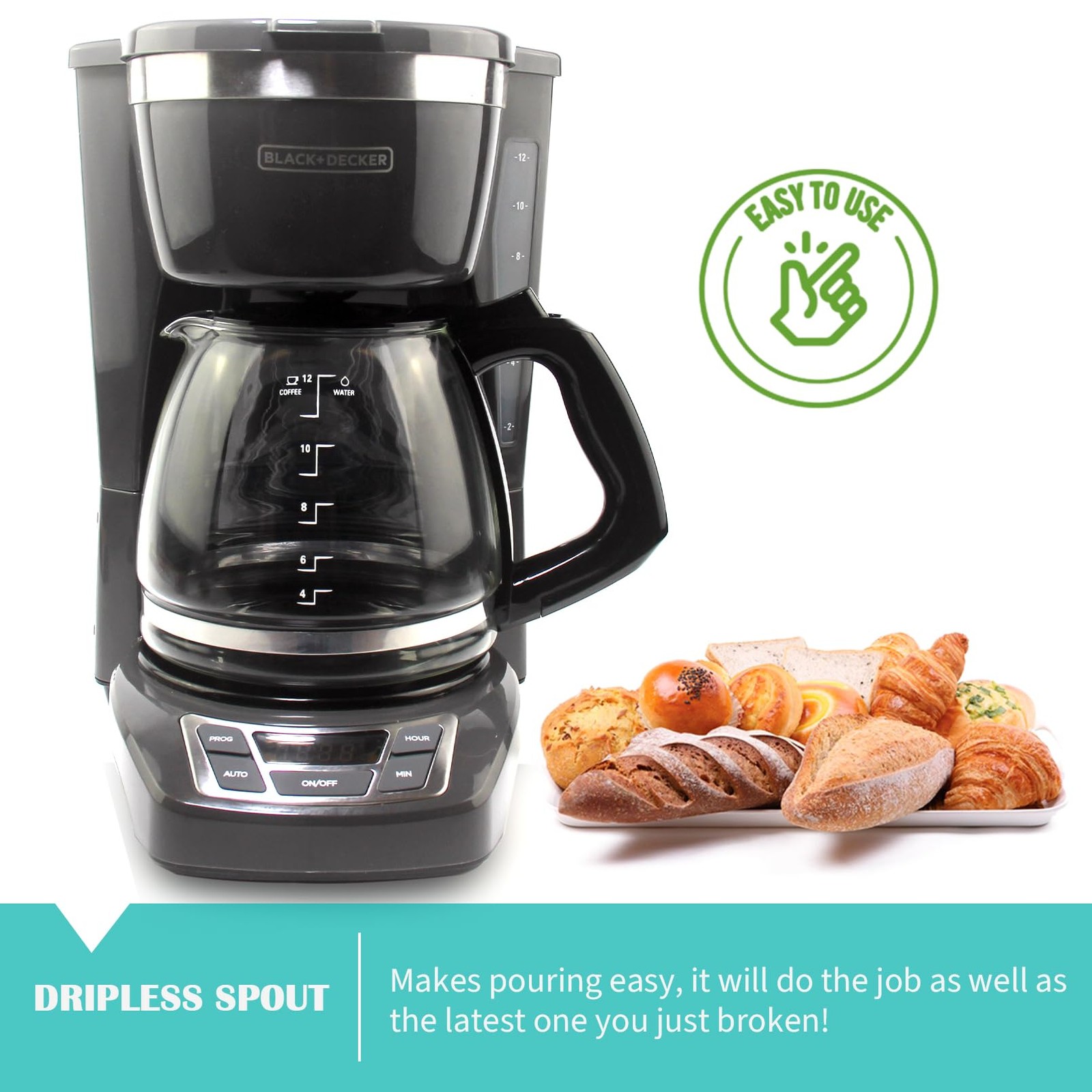 12-Cup Replacement Carafe for Black and Decker Coffee Maker CM1160B/W