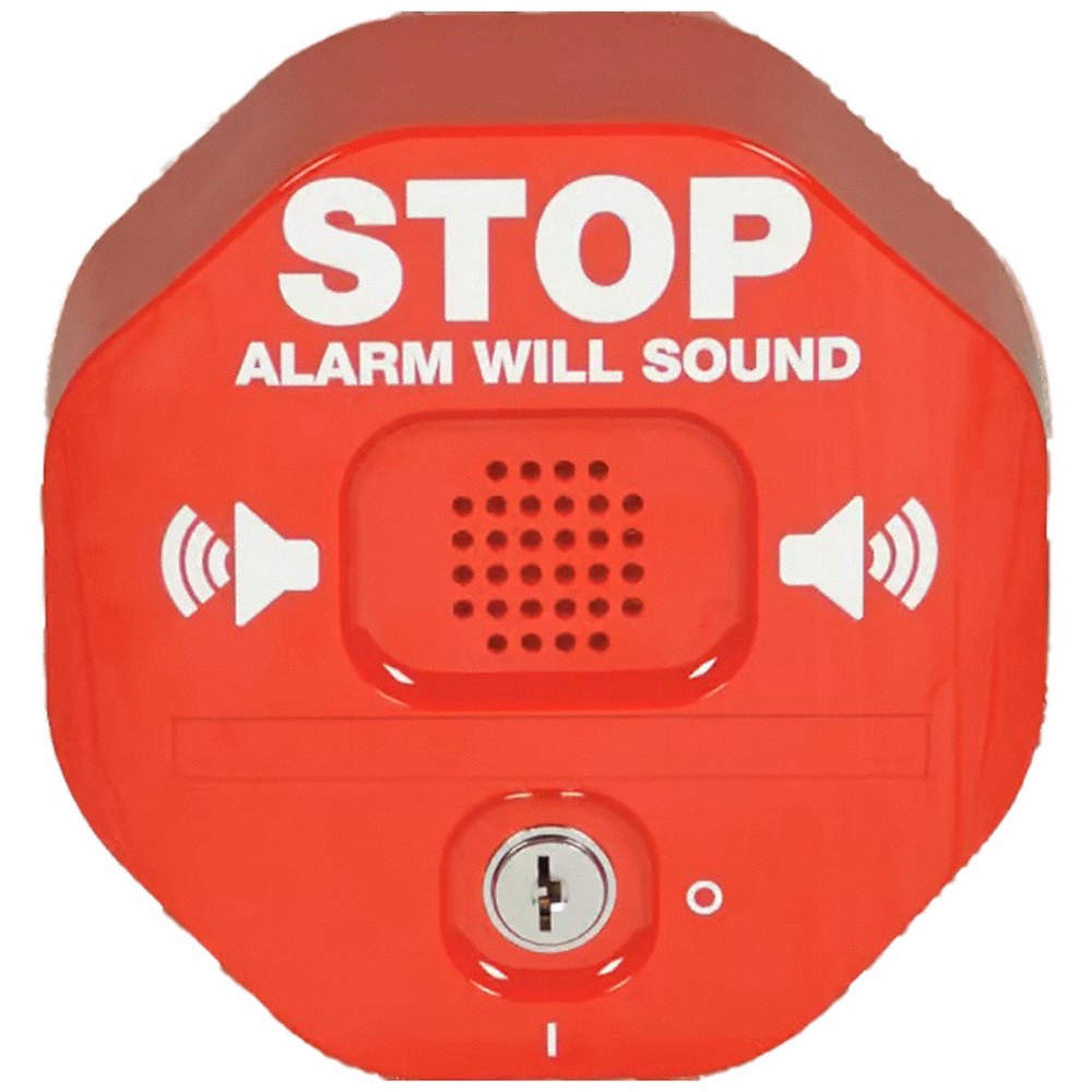 SAFETY TECHNOLOGY INTERNATIONAL STI-6402 Exit Door Alarm,Red,Polycarbonate,105 d
