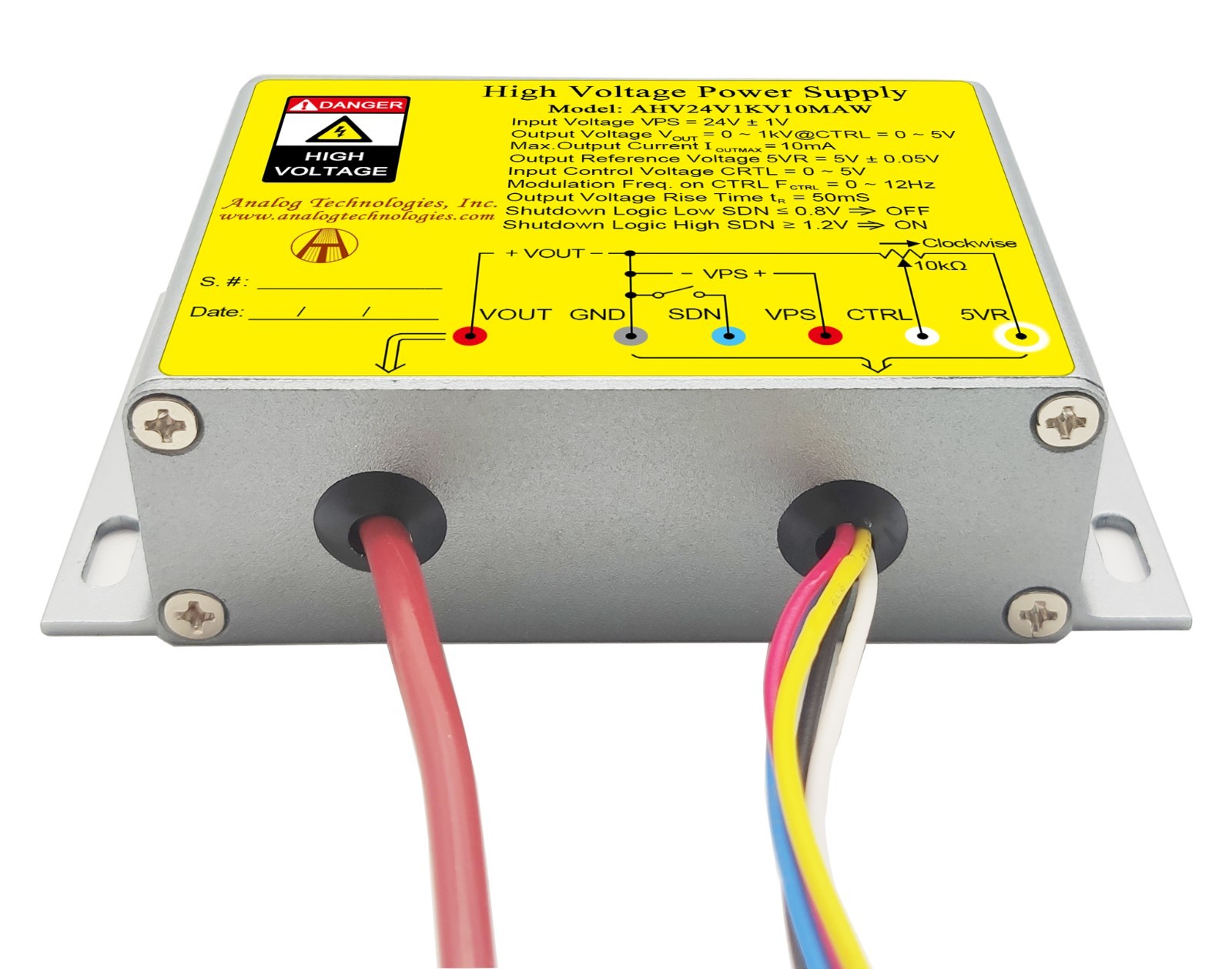 AHV24V1KV10MAW DC-DC HV Power Supply Module 24V Input 0-1KV 10mA  Control