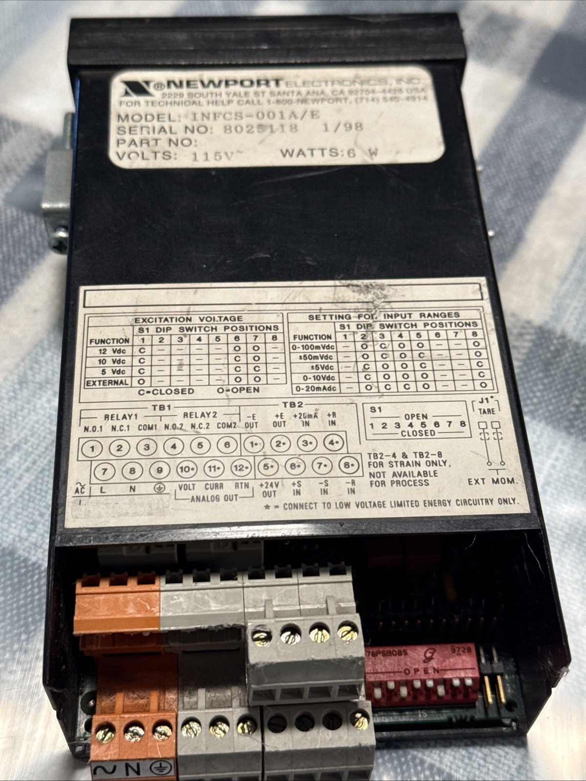 Newport Electronics INFCS-001A/E Gauge Strain Panel Meter 115VAC