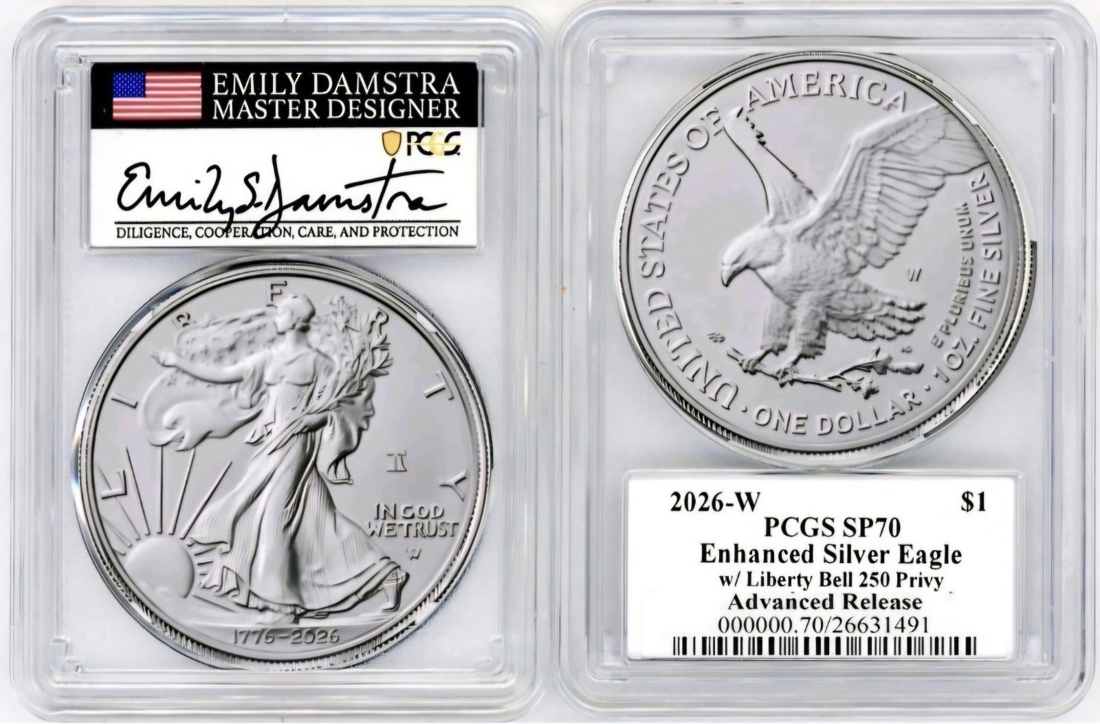 2026-W ENHANCED ASE LIBERTY BELL PRIVY MS70 ADVANCE RELEASES DAMSTRA  PRE-SALE