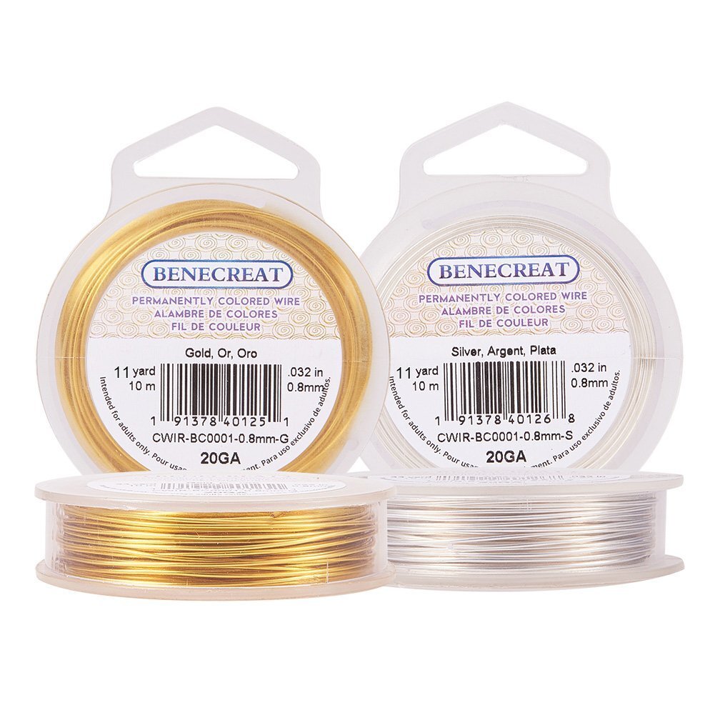 2 Rolls 20-Gauge Tarnish Resistant Silver/Gold Coil Wire, 66-Feet/22-Yard in ...
