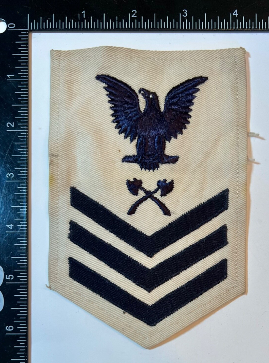 WWII 1943 DATED USN US Navy Carpenter Petty Officer 1st Class White Rate Patch