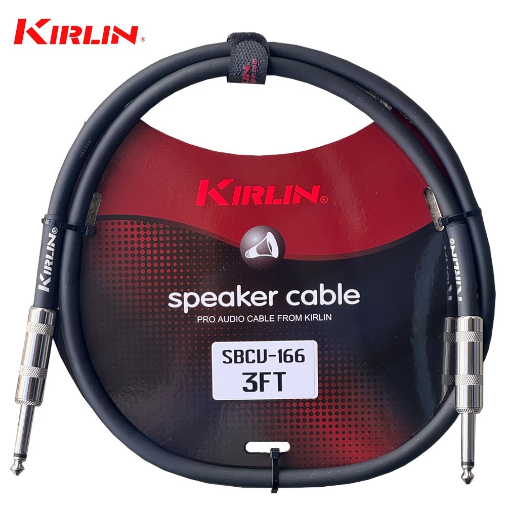Kirlin SBCV-166-03/BK 3FT 16AWG Straight 1/4" Mono Plug Speaker Cable Black