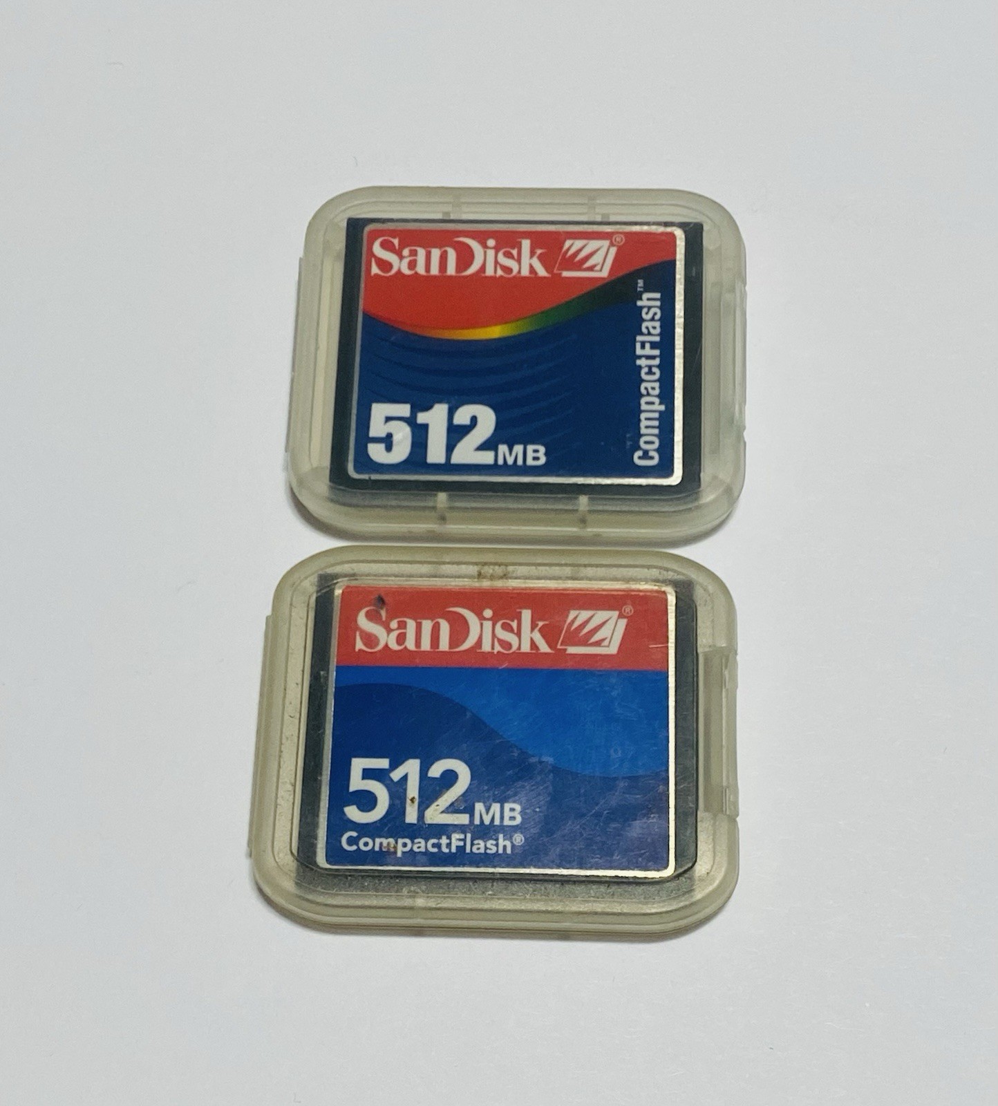 Lot Of 2 SanDisk 512MB CompactFlash CF Card SDCFJ W/ Jewel Case Free Shipping