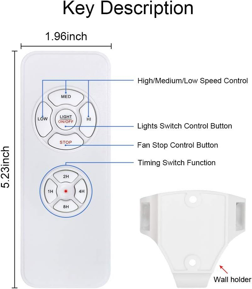 QIACHIP Universal Ceiling Fan and Lights Wireless Remote black white