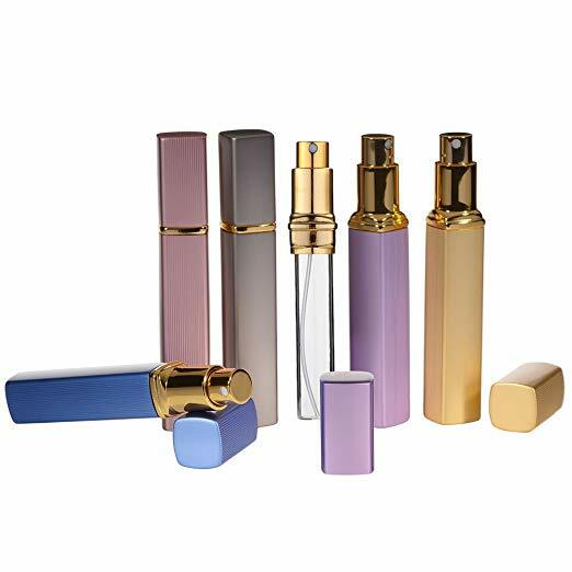 5 Mini Refillable Travel Perfume Atomizer - 12ml Portable Spray Pump Bottle Case