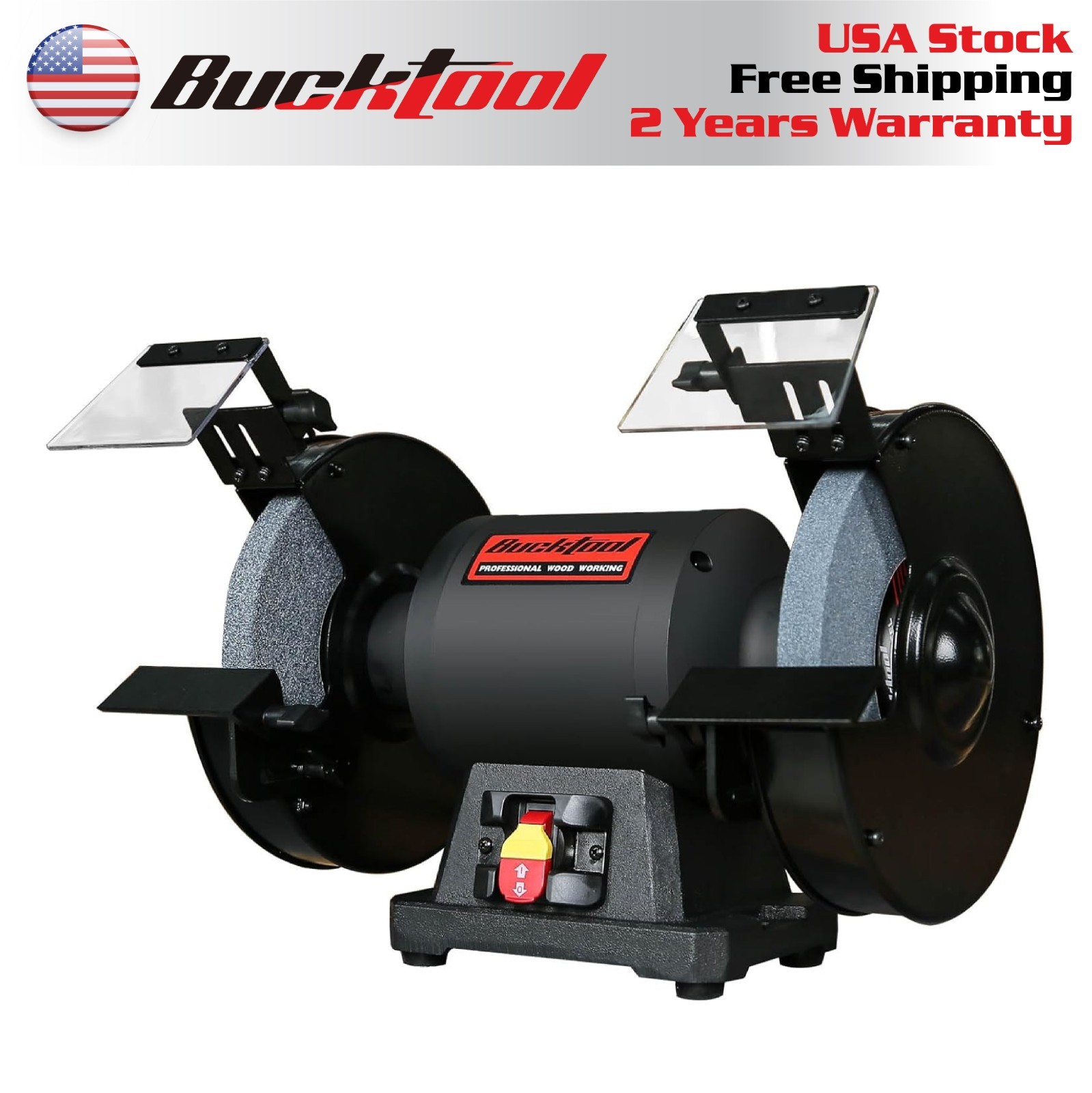 BUCKTOOL 1.5HP 10 Inch Low Speed Bench Grinder, 1750 RPM Table Grinder，TDS-250
