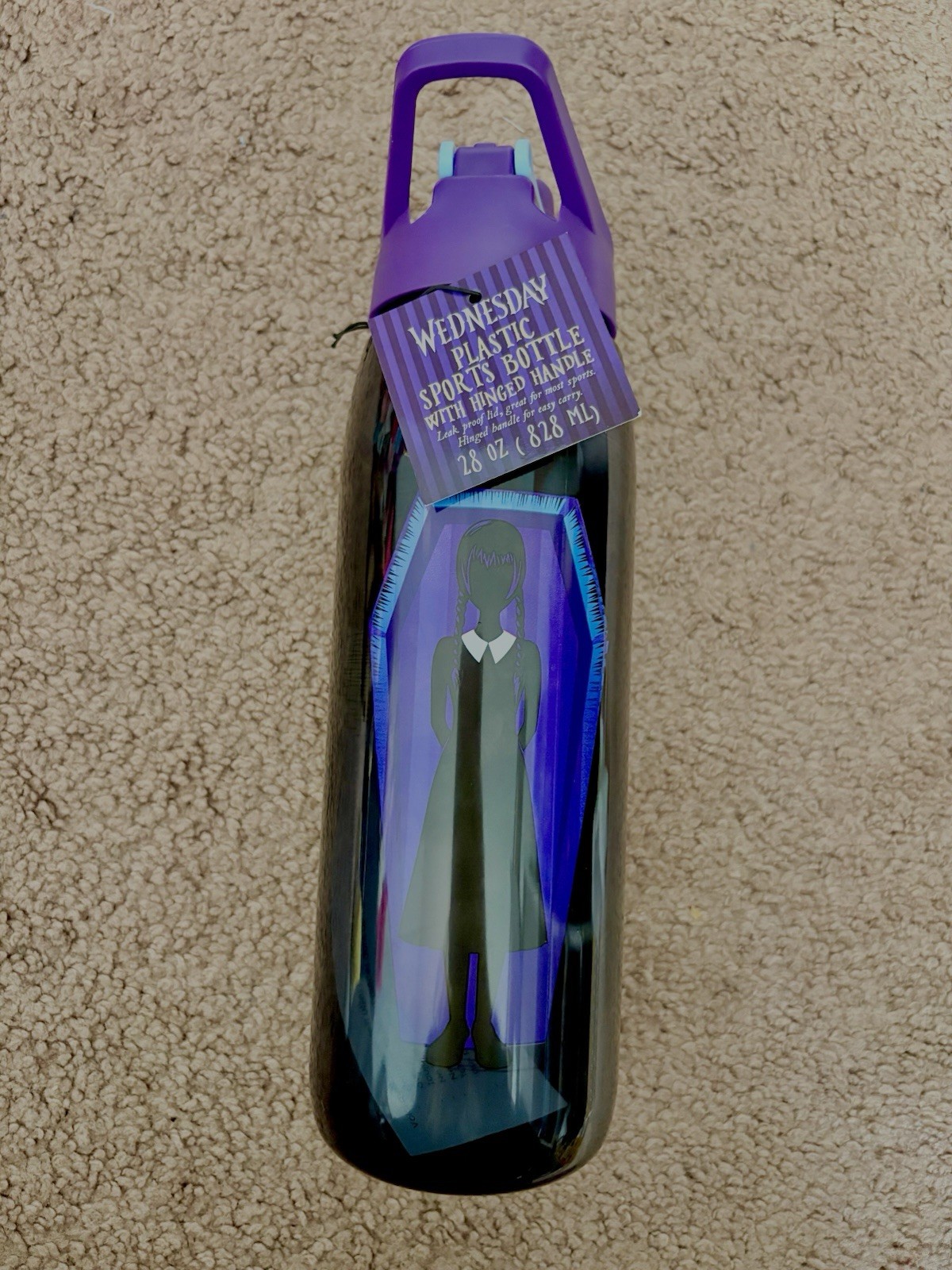 Wednesday Addams "What Would Wednesday Do?" Water Bottle Sports Bottle Black NEW