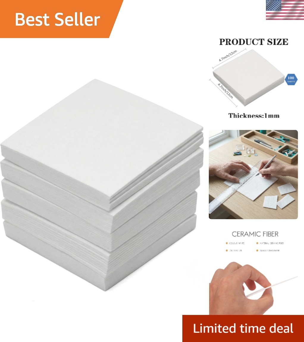 Versatile 100 Pack Kiln Shelf Paper for Perfect Glass Fusing - 4.7 x 4.7 Inches