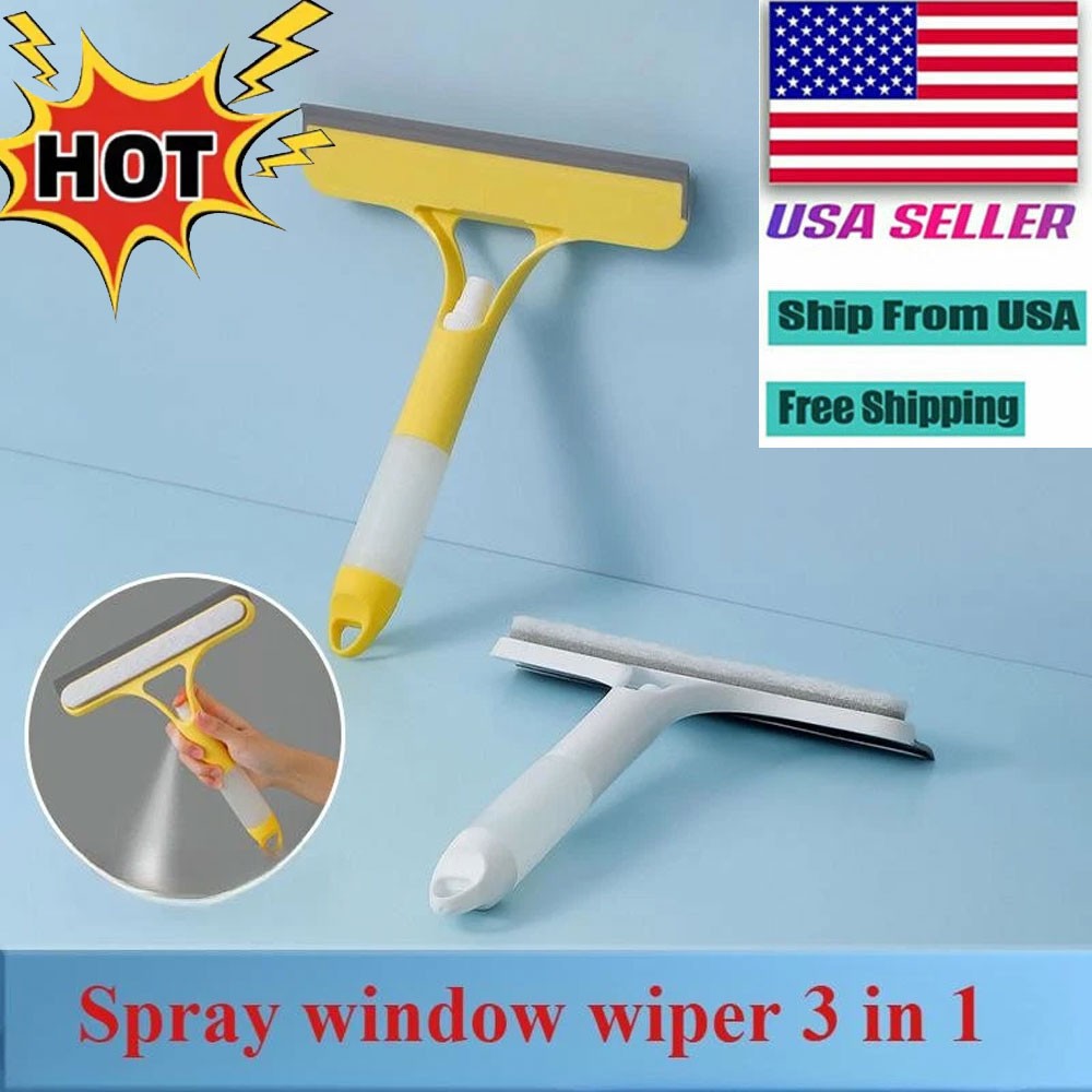 3-in-1 Shower Scraper Cleaner Bathrooms Glass Cleaning Mirror with Watering Can