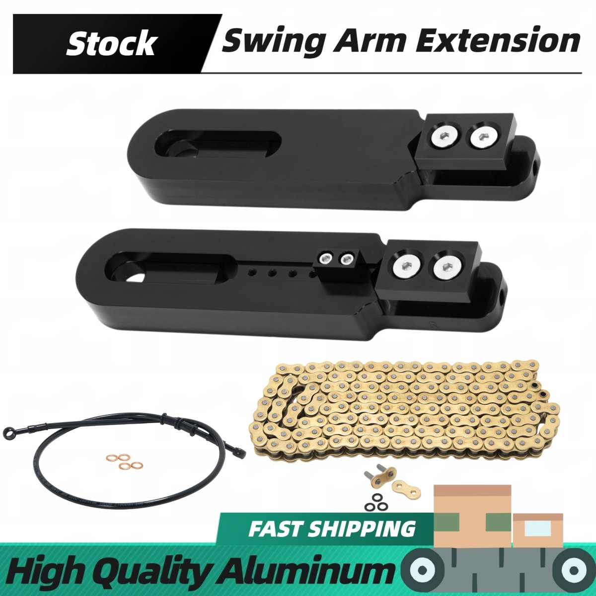Swingarm Extension Black Line Chain For Kawasaki ZX14R ZZR1400 12-24 15 16 17 18