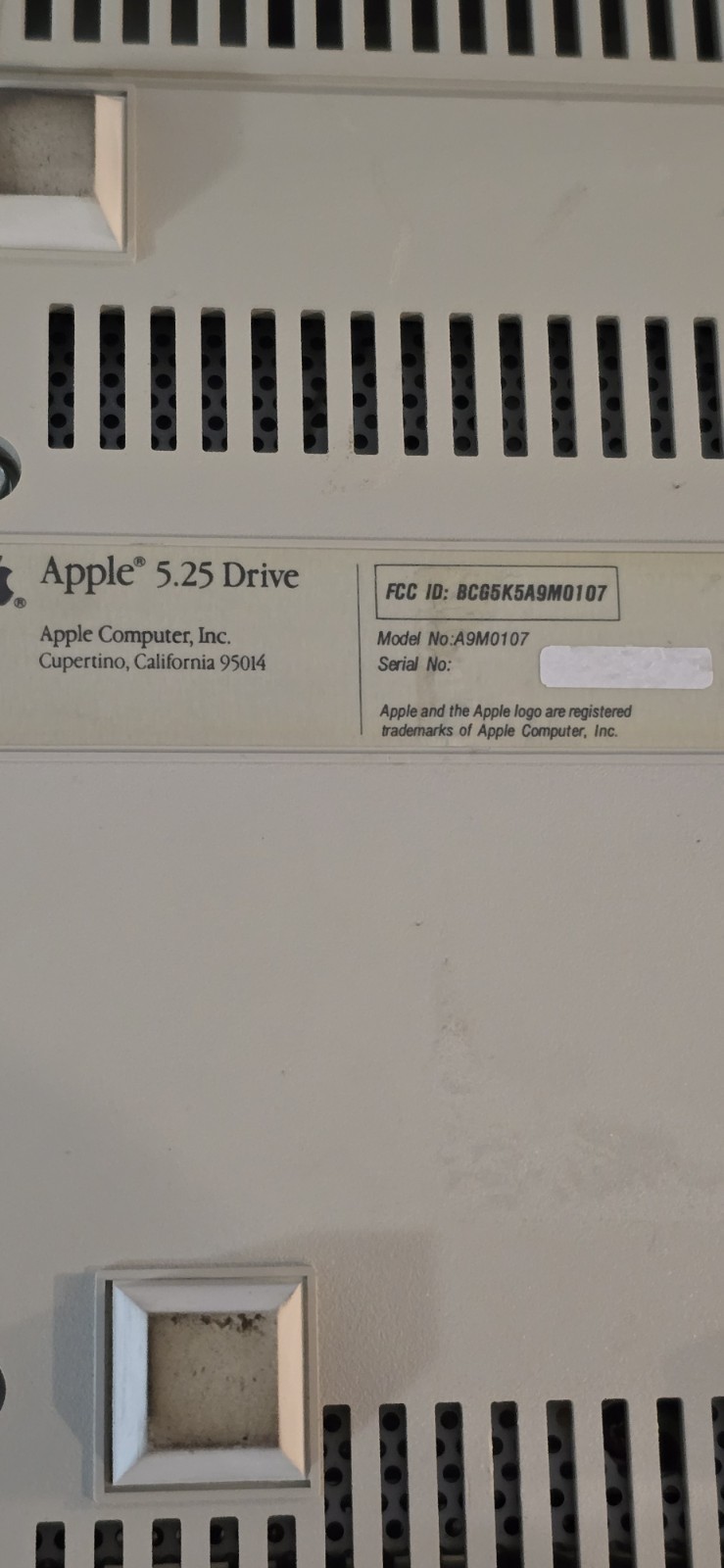 Vintage Apple Computing 5.25" External Floppy Disk Drive A9M0107