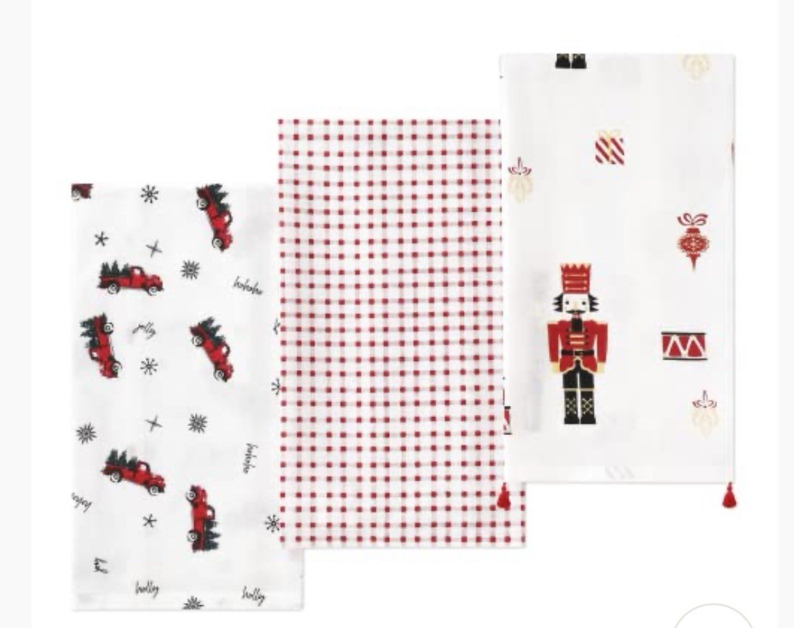 Folkulture Christmas Kitchen Towels – Set of 3, 100% Cotton Dish Towels