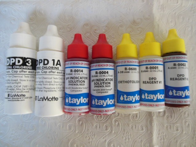Mixed Lot Pool Taylor /  LaMotte Testing 7 Bottles
