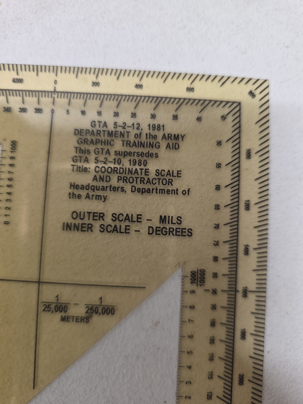 Army Coordinate Scale & Protractor GTA 5-2-12 1981 Map Reading Land Navigation