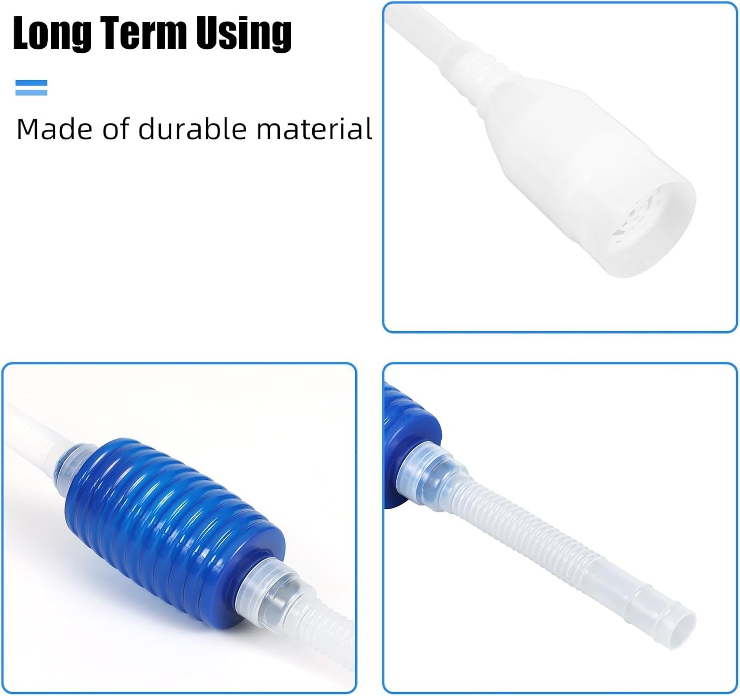 User-Friendly Hand Pump Aquarium Vacuum Siphon, 1.6m Hose for Easy Draining
