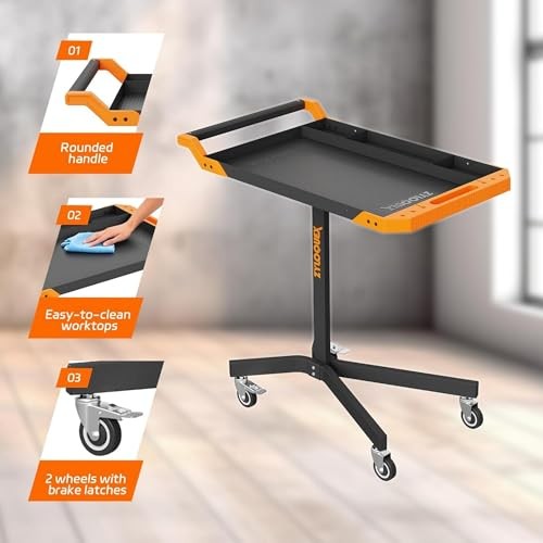 Adjustable Work Bench,Work Benches for Garage,Tool Cart On Wheels,Mobile