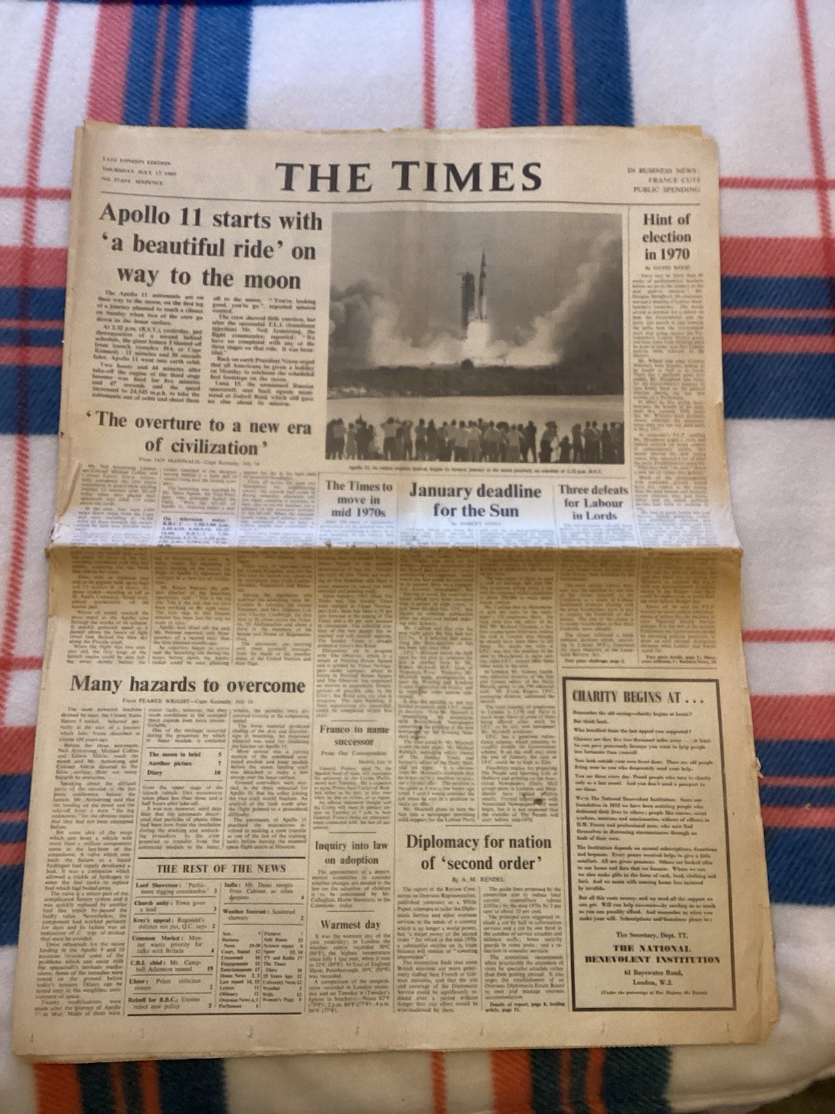 Apollo 11 On Way To Moon Times July 17 1969 Original Newspaper