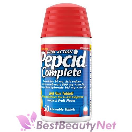 Pepcid Complete Dual Action 50 Chewable Tablets Tropical Fruit Flavor