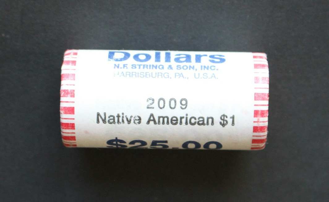 2009  Native American Dollars/one $25 roll/uncirculated/unsearched/FREE SHIPPING