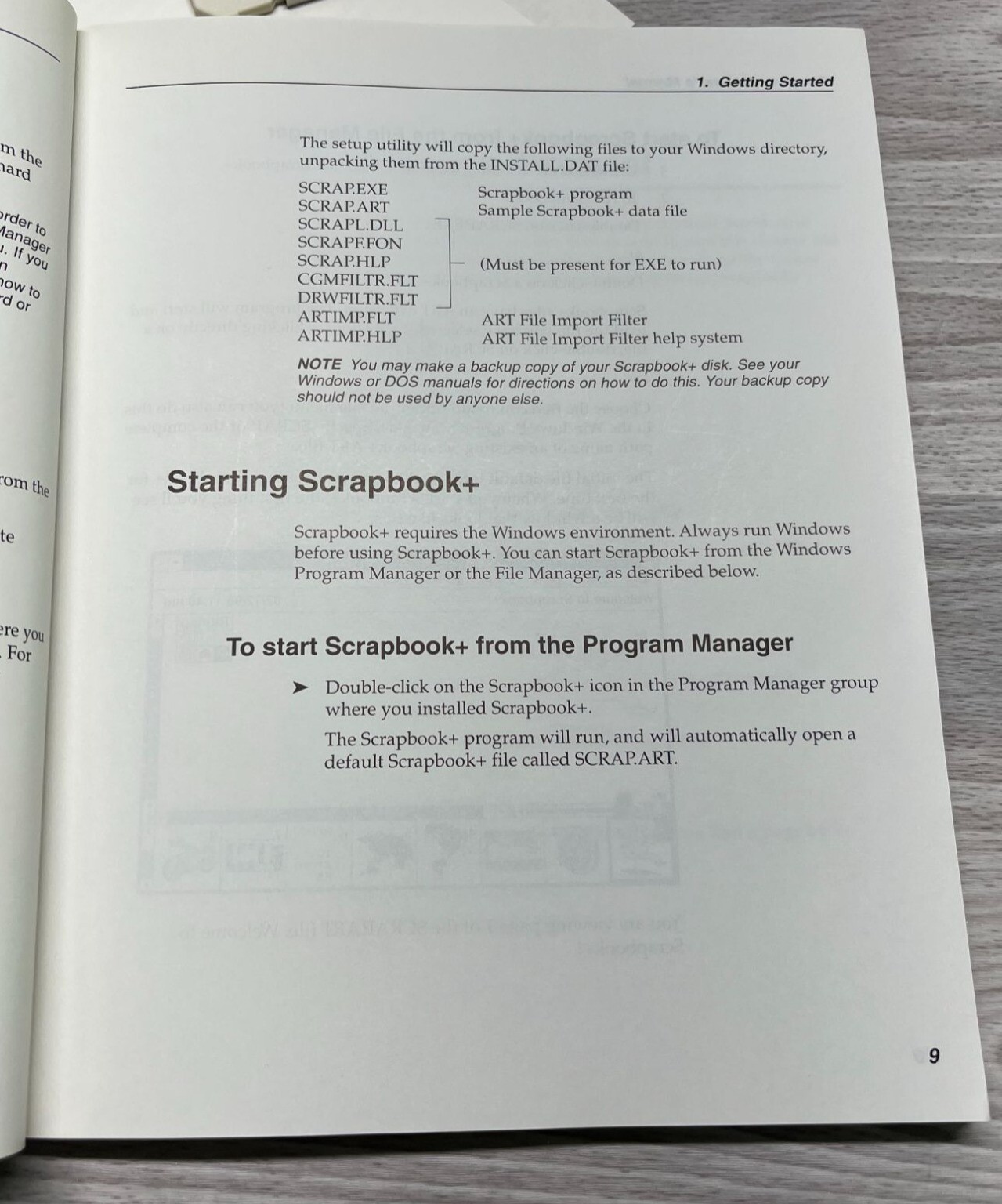 Scrapbook+ Version 2.2 Floppy Disk Software Instructions 1992 Central Point