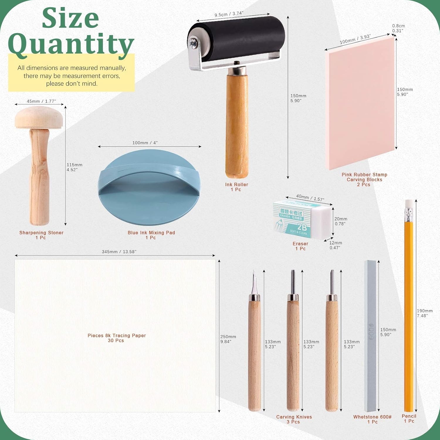 41 PCS Rubber Stamp Making Kit, Carving Blocks, Tools, Brayer Roller, Printing