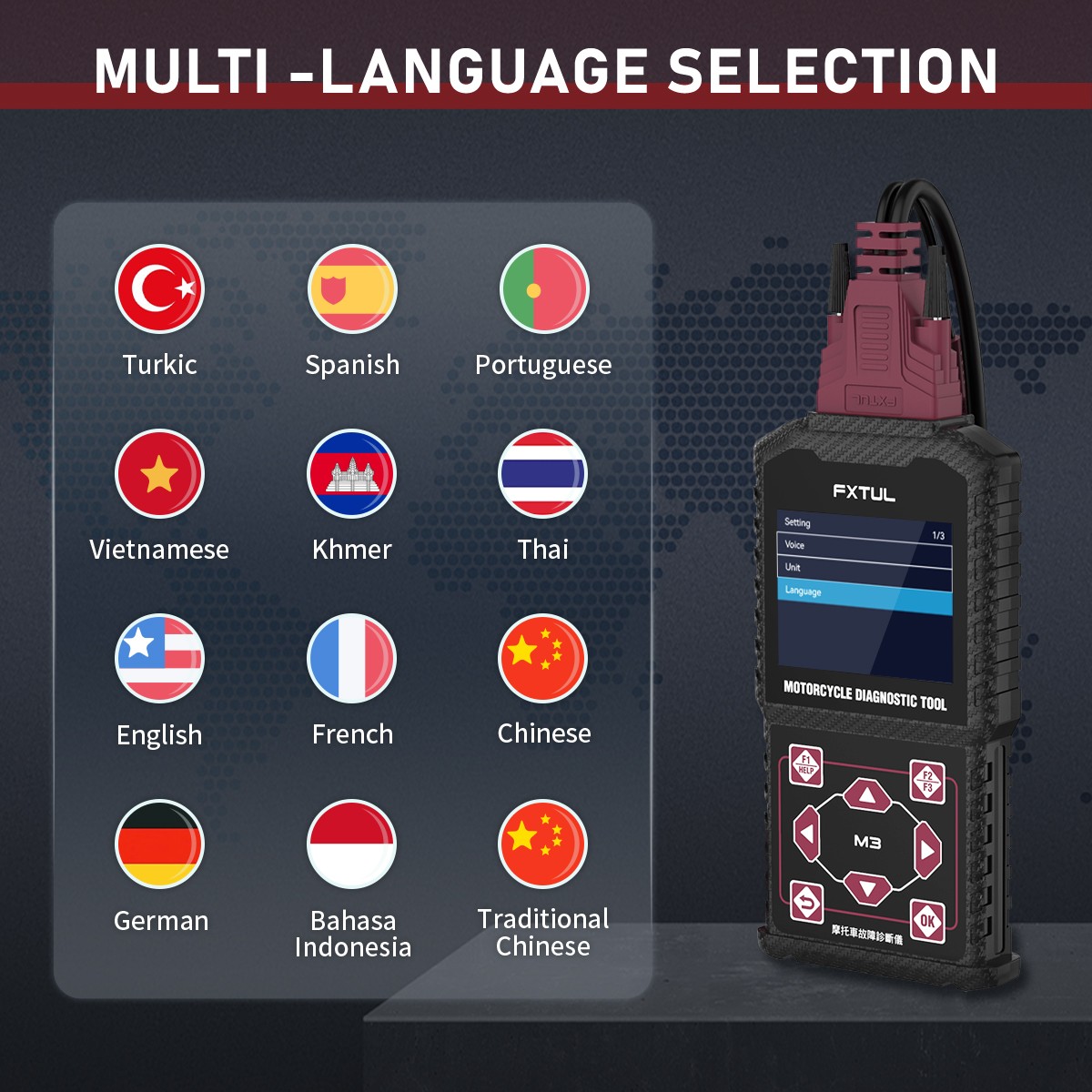 OBD2 Motorcycle Fault Code Reader Diagnostic Scanner For Honda Yamaha Kawasaki