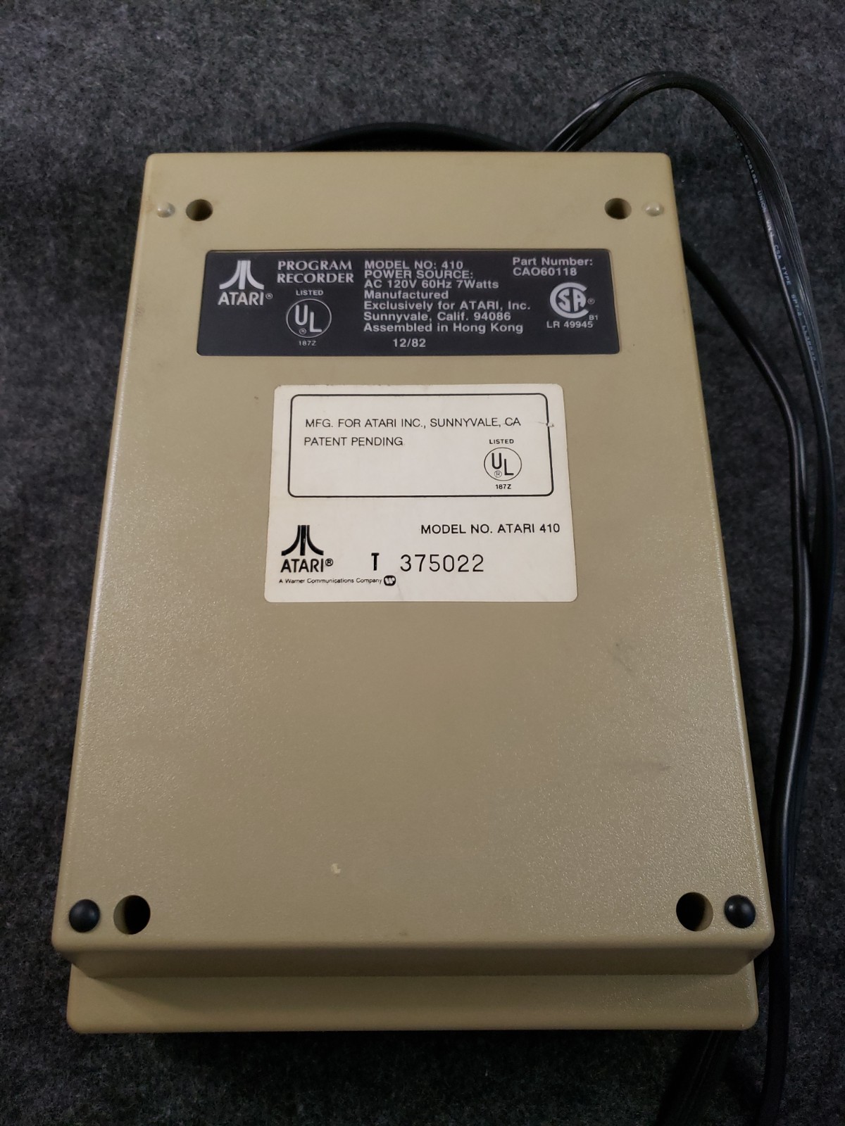 Atari 410 Program Recorder for Atari Computers for Repair needs belt ....(SB10)