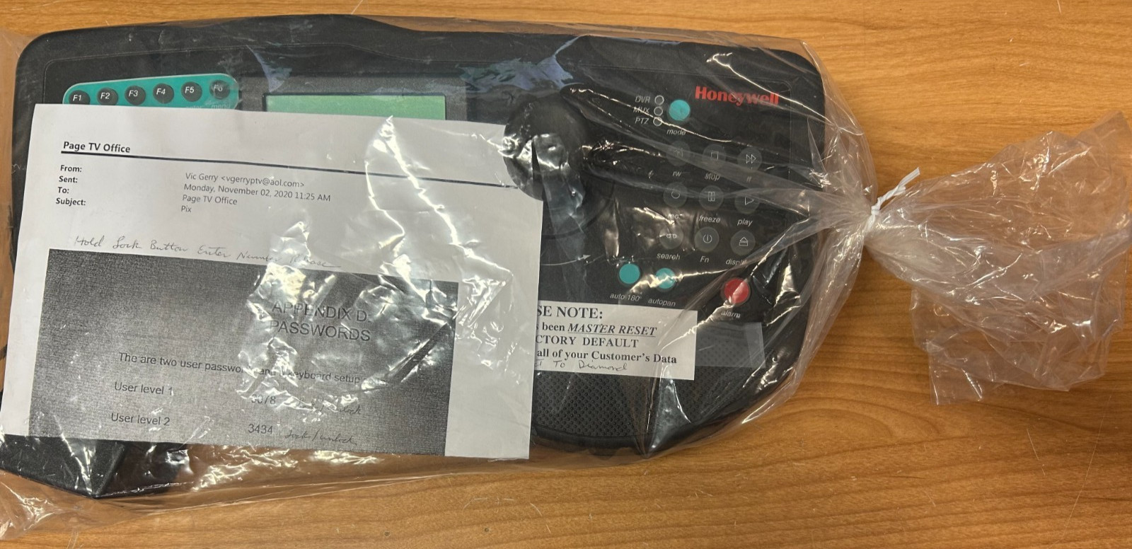 Honeywell HJZTP Joystick Controller Keyboard