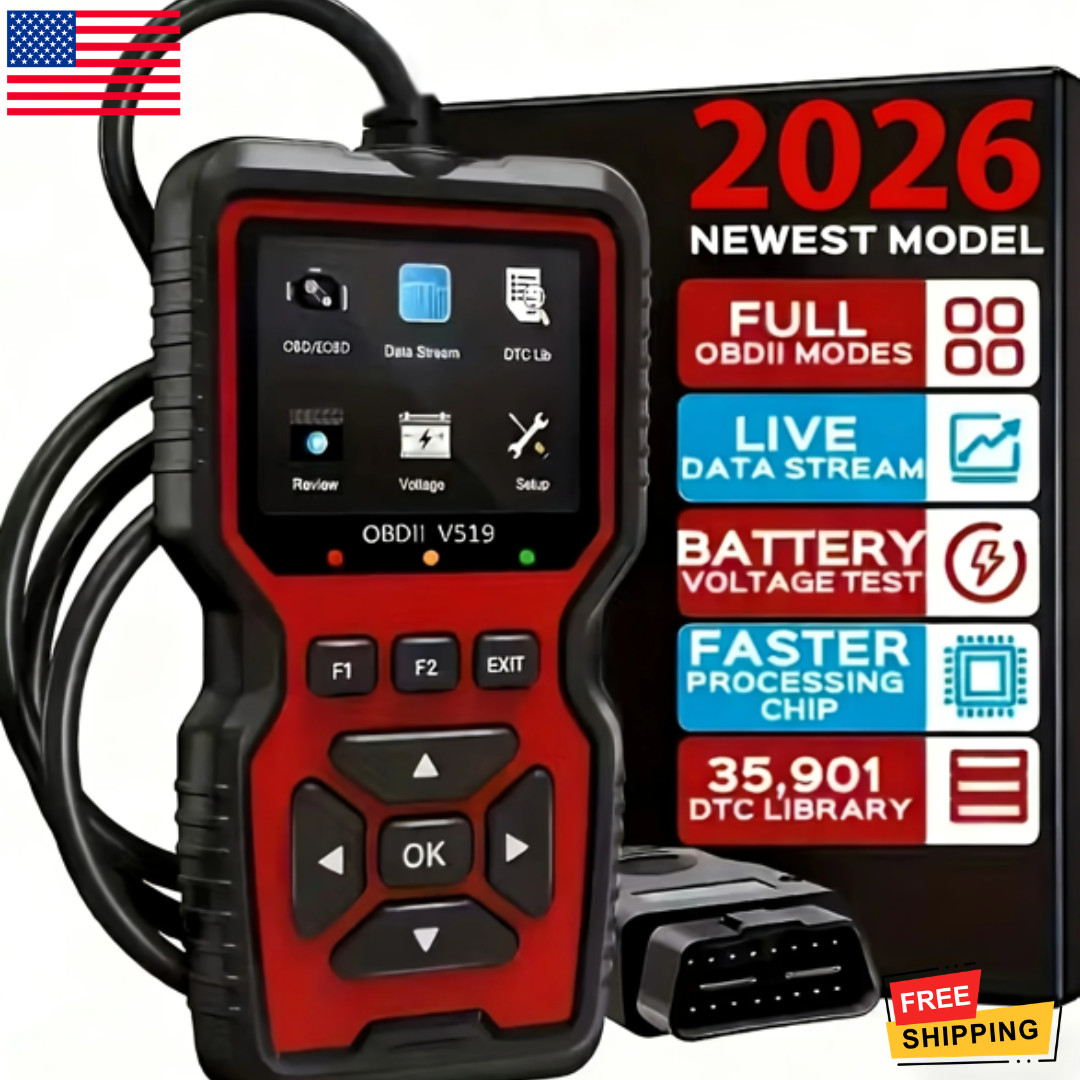 Professional OBD2 V519 Scanner - 2026 Upgraded OBDII + CAN Code Reader US