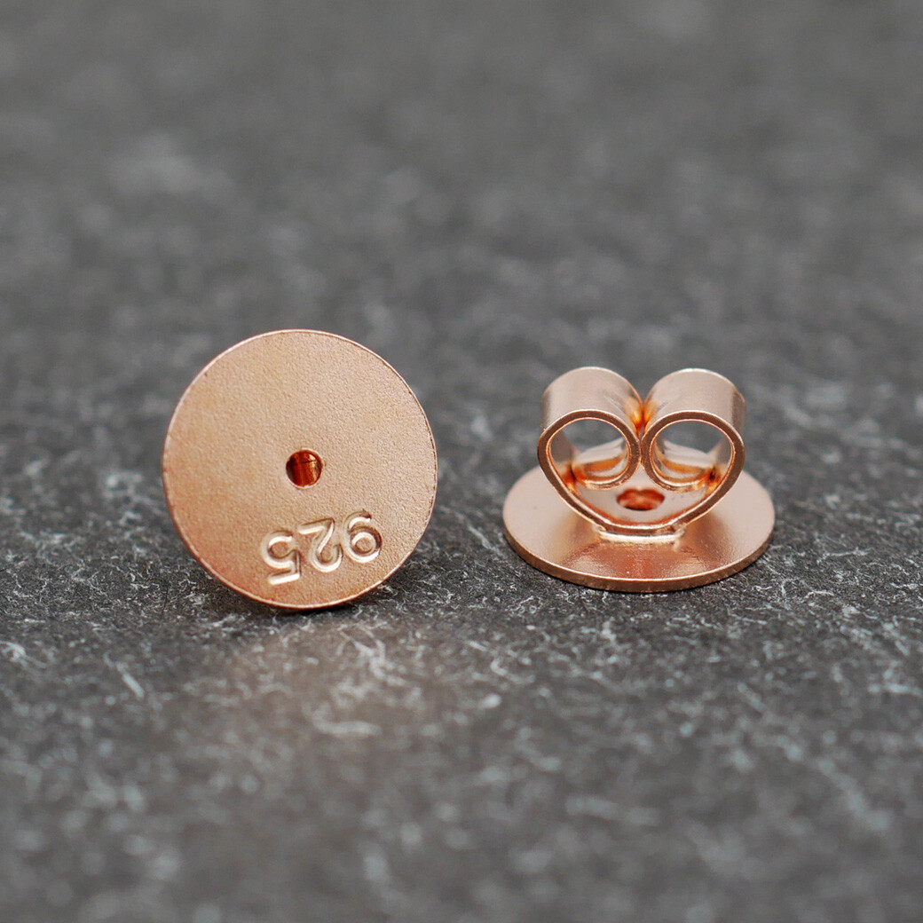 925 Sterling Silver Stud Post Earring Backs Disc Support Rose Gold Tone A4494
