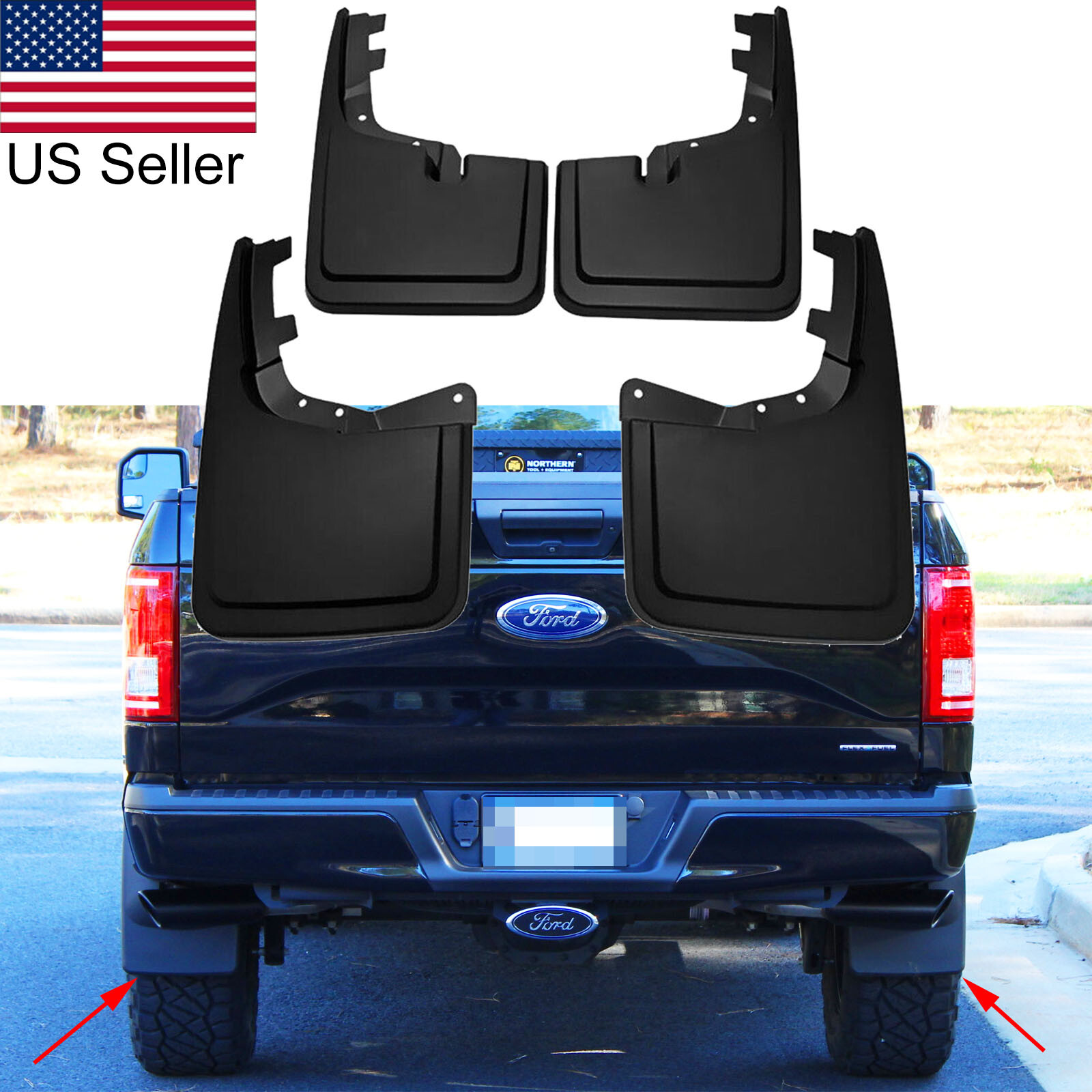 For 2021-2025 Ford F-150 F150 F150 Black Guards Splash Mud Flaps W/ Hardware 4x