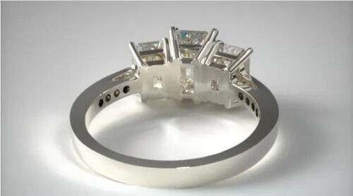 2.80 Ct Emerald Cut Lab-Created Diamond Engagement Ring 14K White Gold Finish