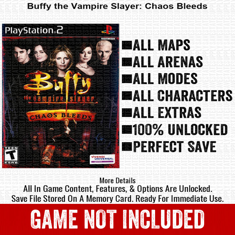 Buffy the Vampire Slayer Chaos Bleeds 100% PS2 Memory Card All CHEATS ITEMS
