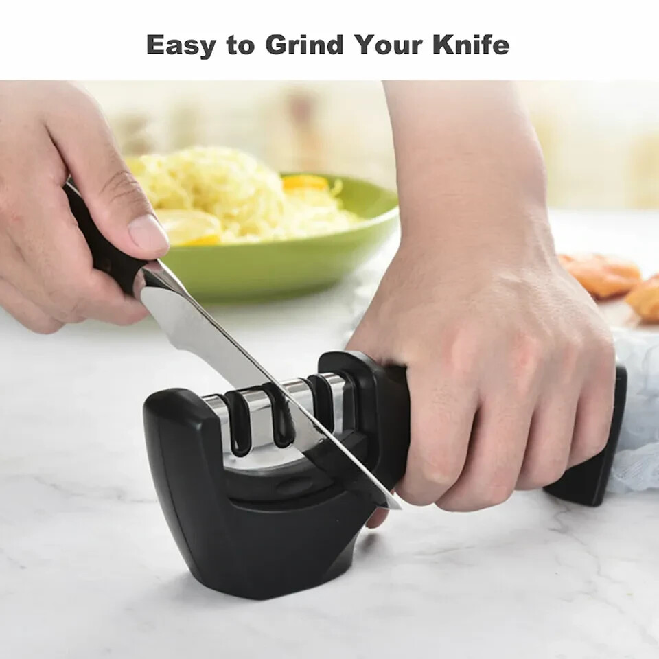 2-Pack 3-Stage Kitchen Knife Sharpener - Professional Tungsten Steel Sharpening