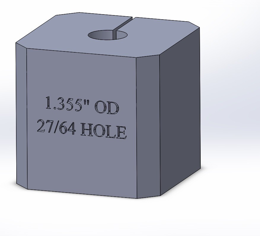 1.355 Dia Bar Stock 27/64 Center Hole Jig 3D Printed *Random Color*