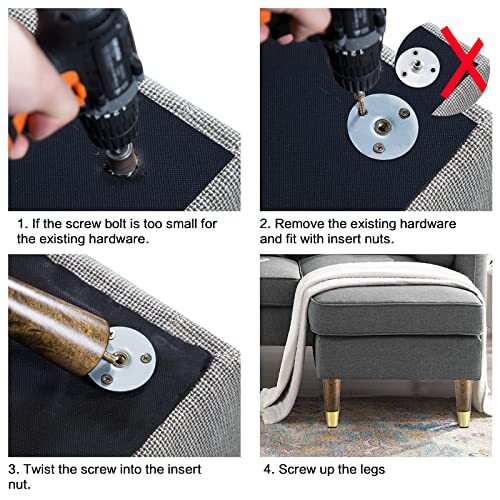 Wood Furniture Legs 8 inch - Sofa Legs Set of 4 Replacement Couch Legs -