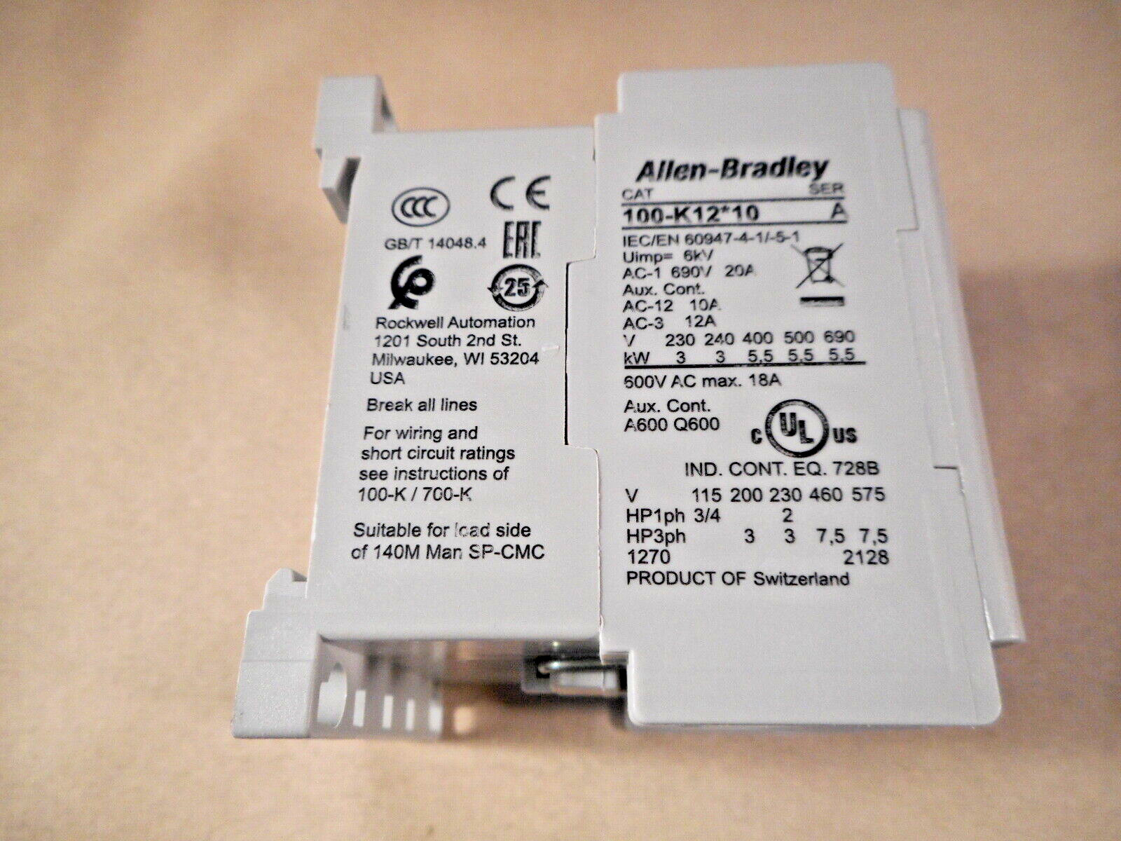 NEW Allen Bradley 100-K12D10 contactor (NIB)