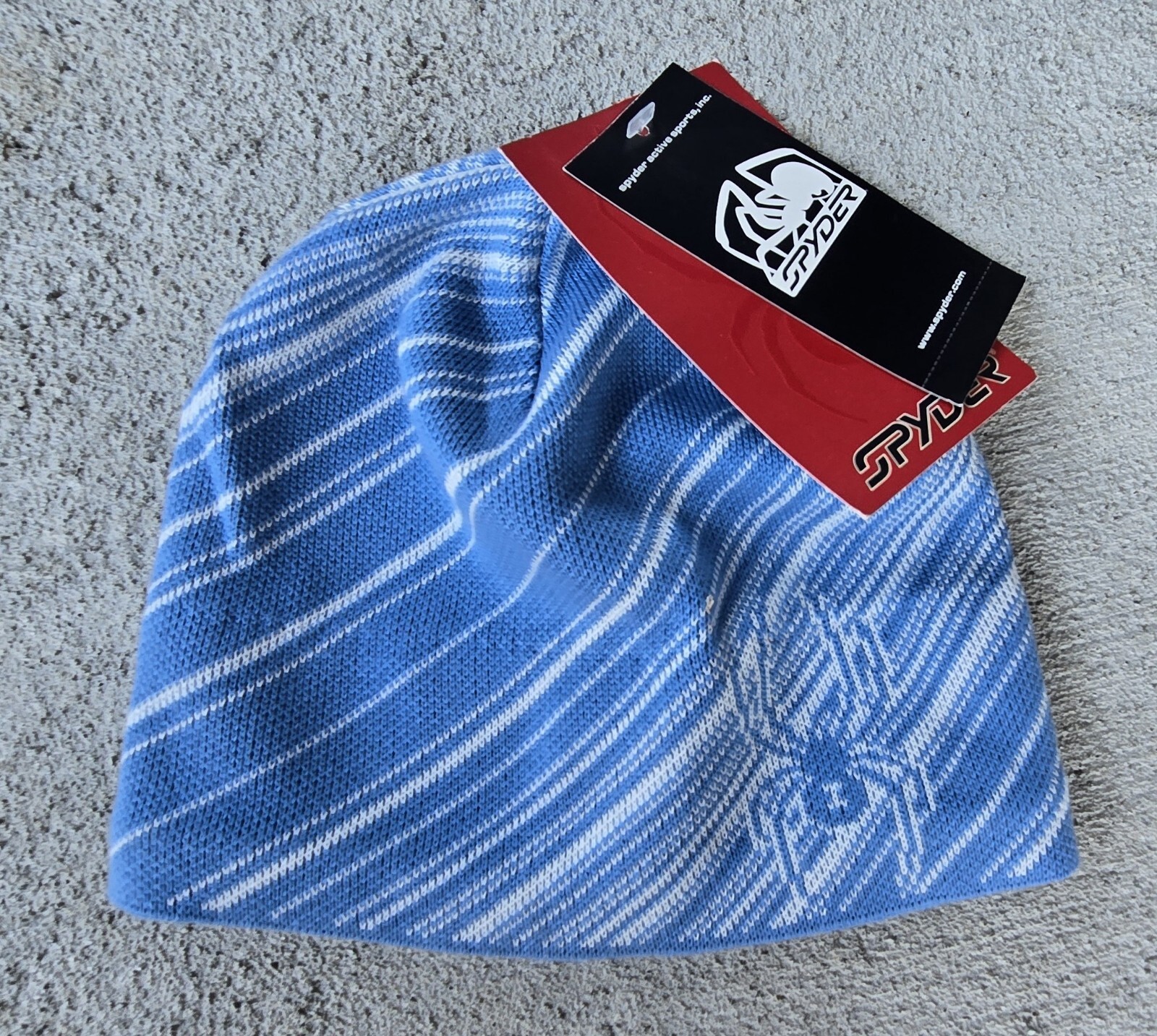 SPYDER LOGO BLUE SLOPE KNIT BEANIE SKI HAT BOY'S GIRL'S ONE SIZE YOUTH KIDS NWT