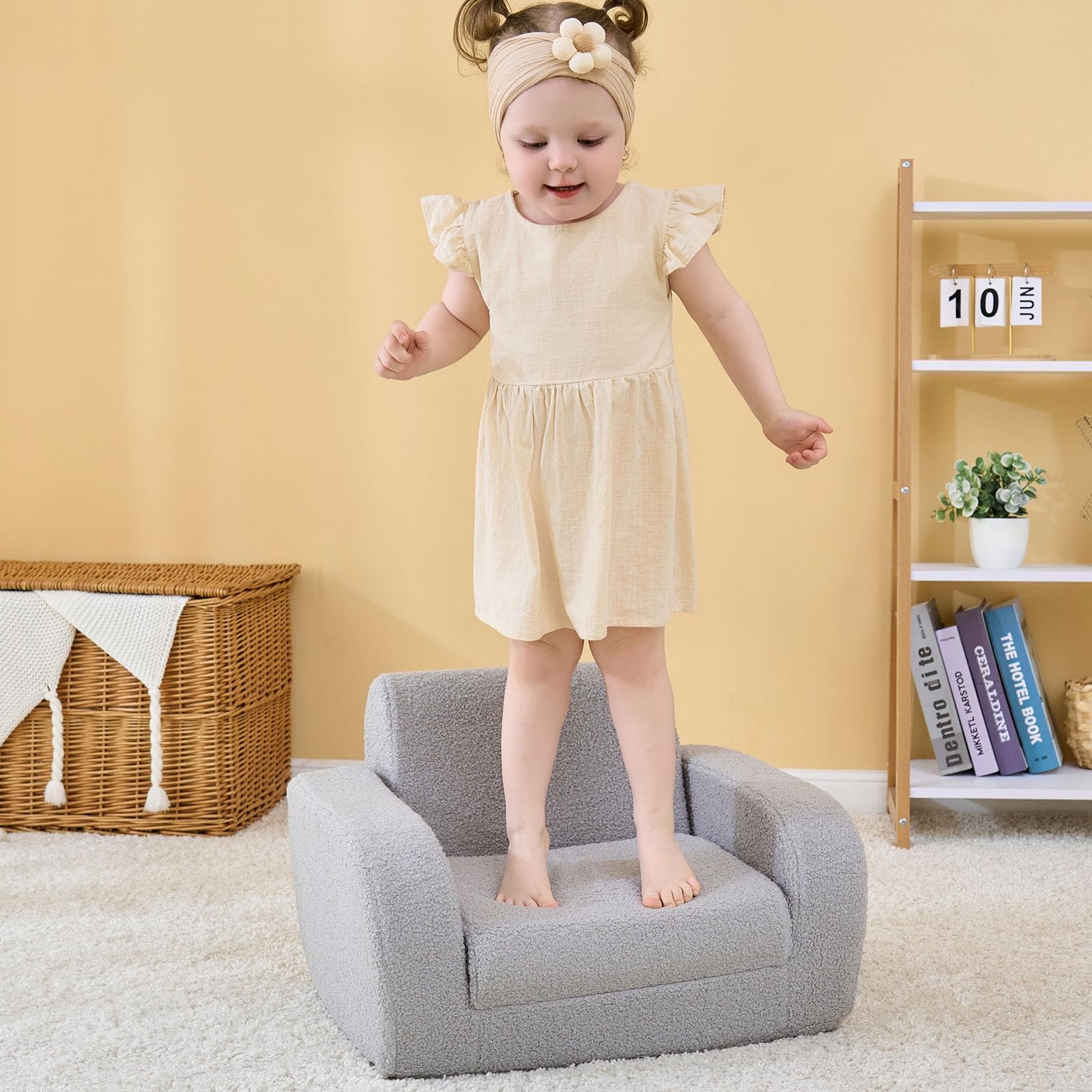 KidBloom 3-in-1 Toddler Couch, Toddler Chairs Comfy 1-3 Years Old, Kids Couch...