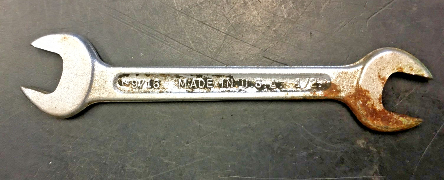 COMBINATION WRENCH, 9/16" 1/2" OPEN ENDS, DROP FORGER