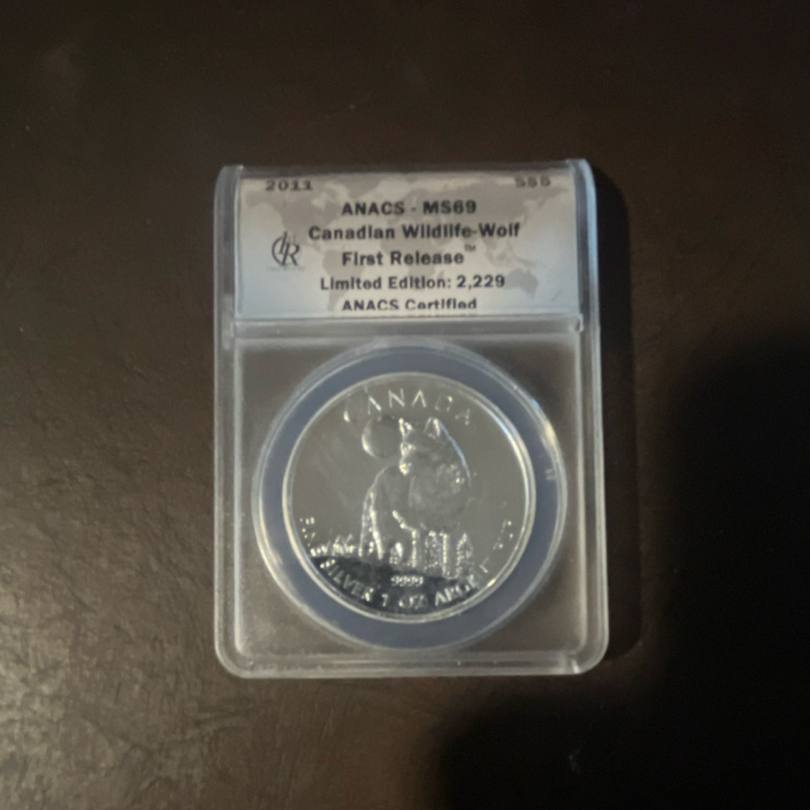 2011 Canadian Wildlife-Wolf $1 Silver Coin ANACS MS69 First Release