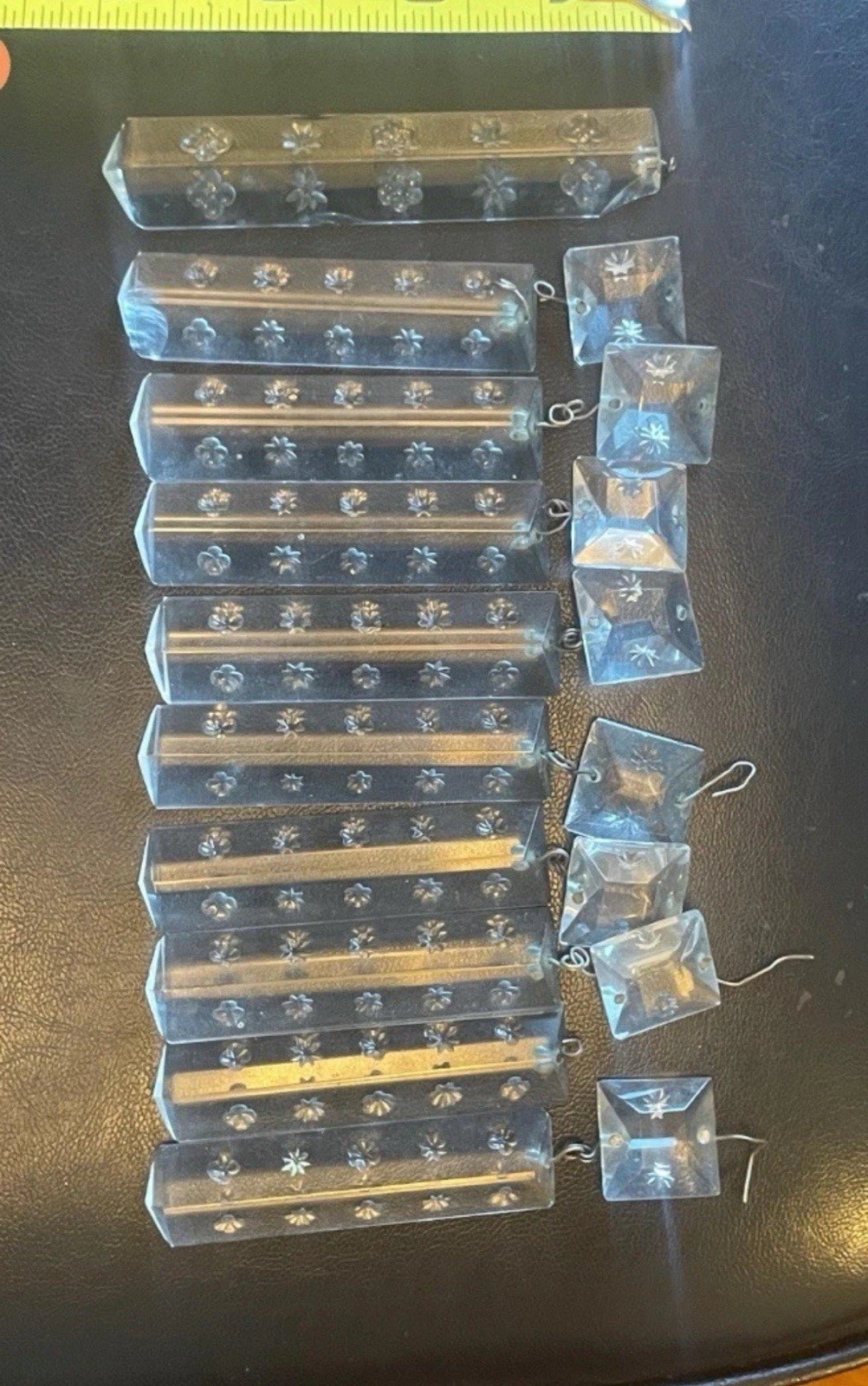 Antique Star And Flower Etched Colonial Style Chandelier Prism Lot of 10 4"