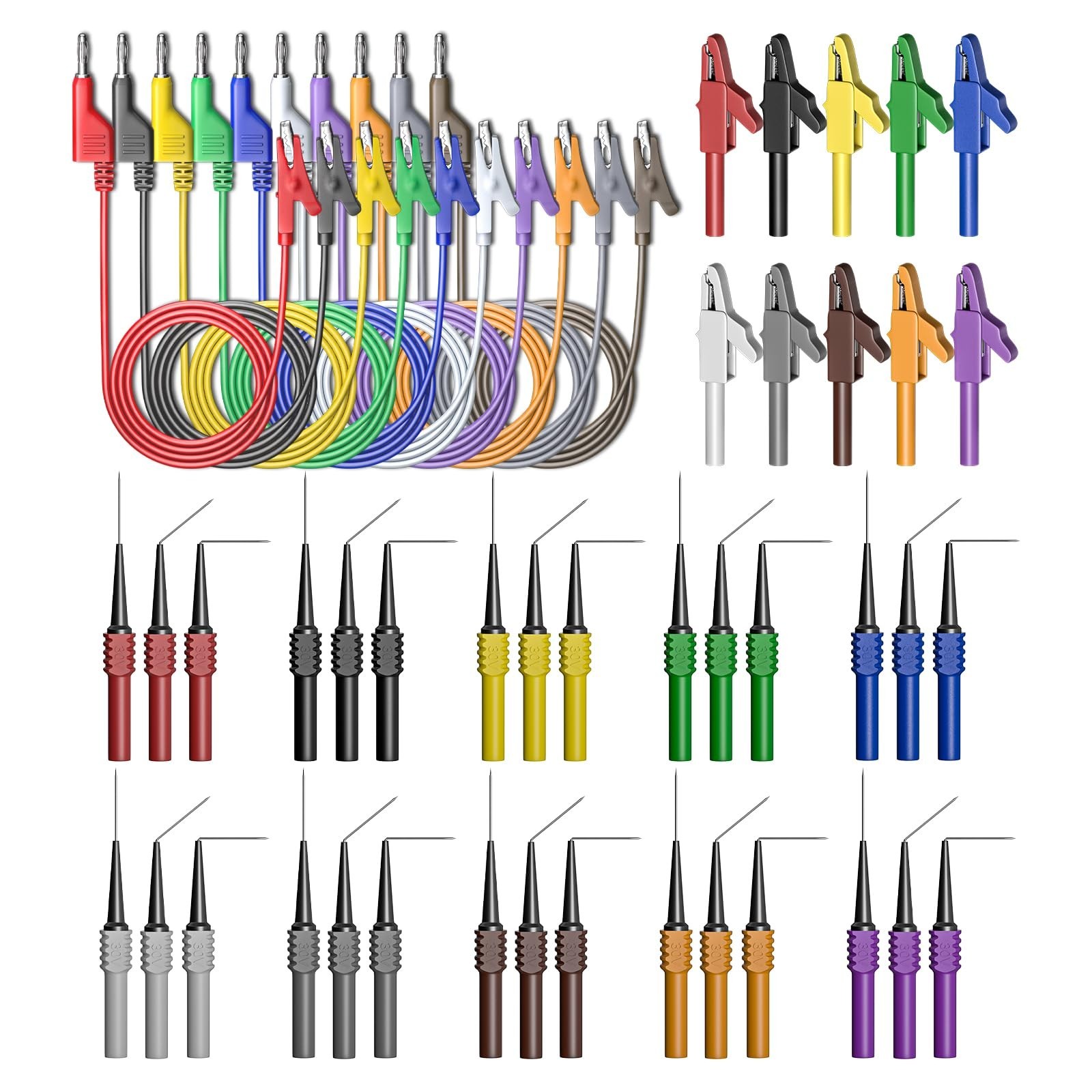 Goupchn Back Probe Kit 50PCS 4mm Stackable Banana Plug to Alligator Clip | Au...