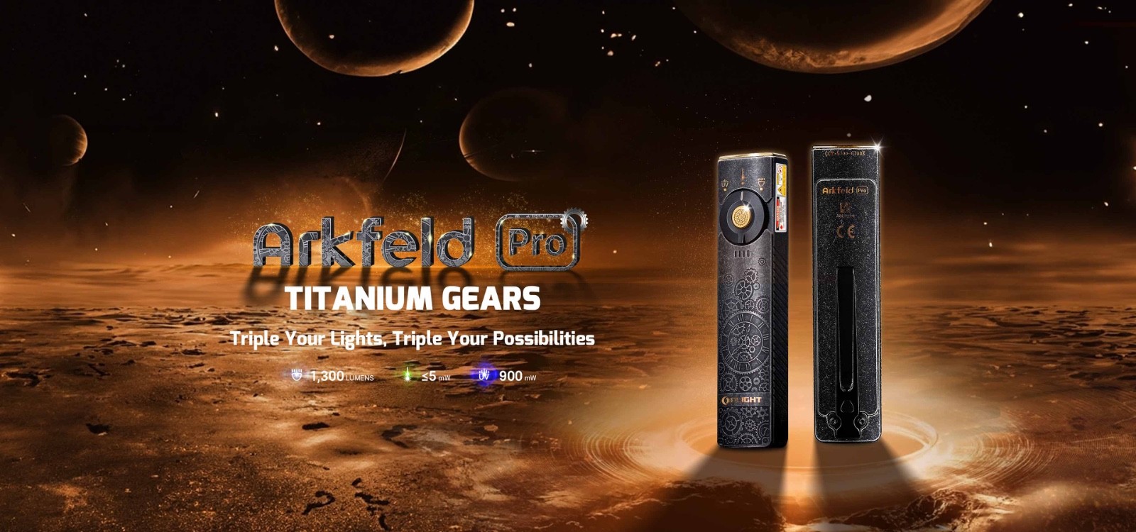 Olight - Arkfeld Pro Titanium Gears Edition – Limited Edition EDC Flashlight NEW