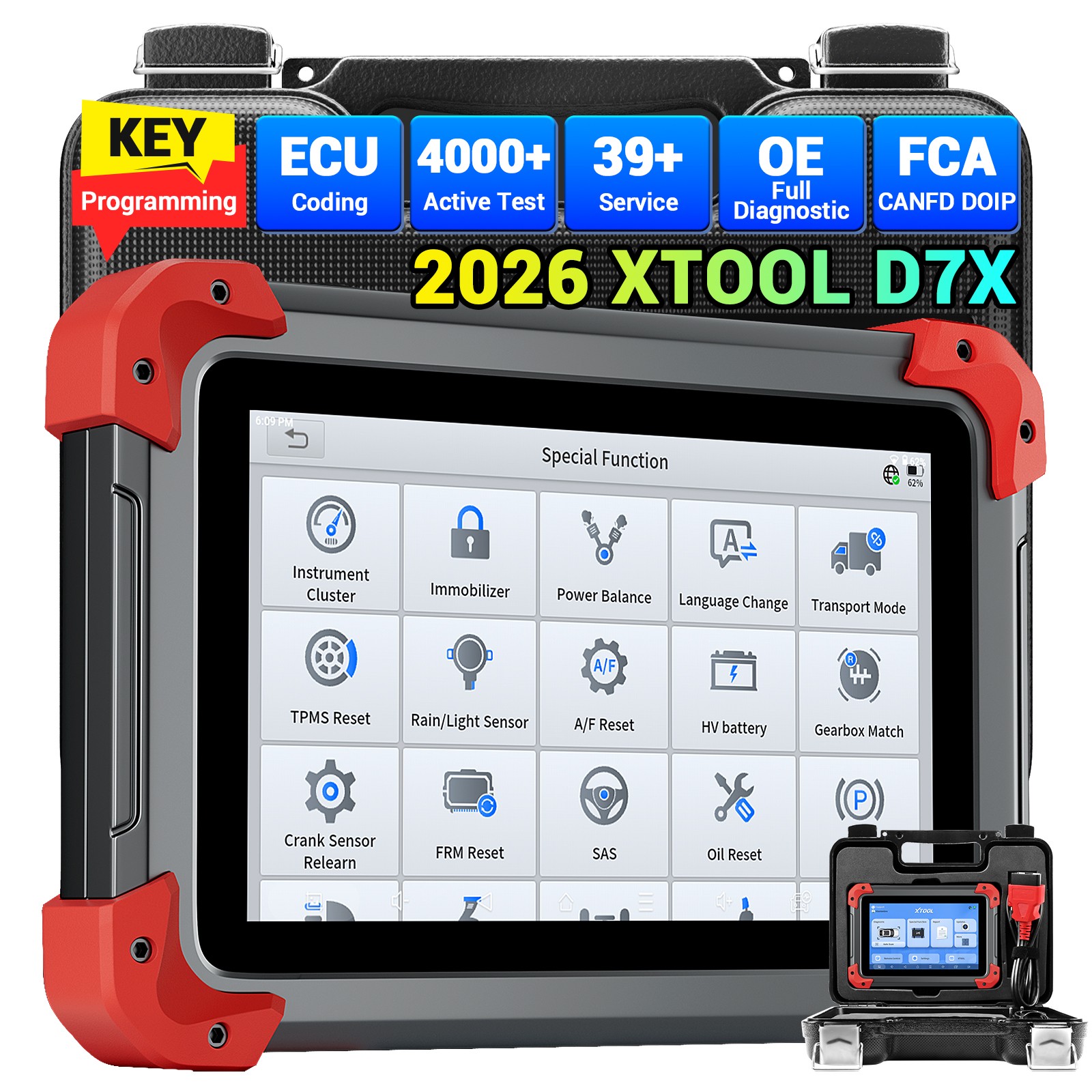 2026 XTOOL D7X V2.0 Diagnostic Tool Full System OBD2 Scanner Key Fob Programming