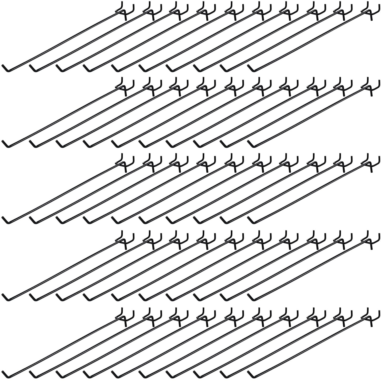 100 PCS Peg Board Shelving Hooks Stainless Hanging 1/8 1/4 12 Inch Black
