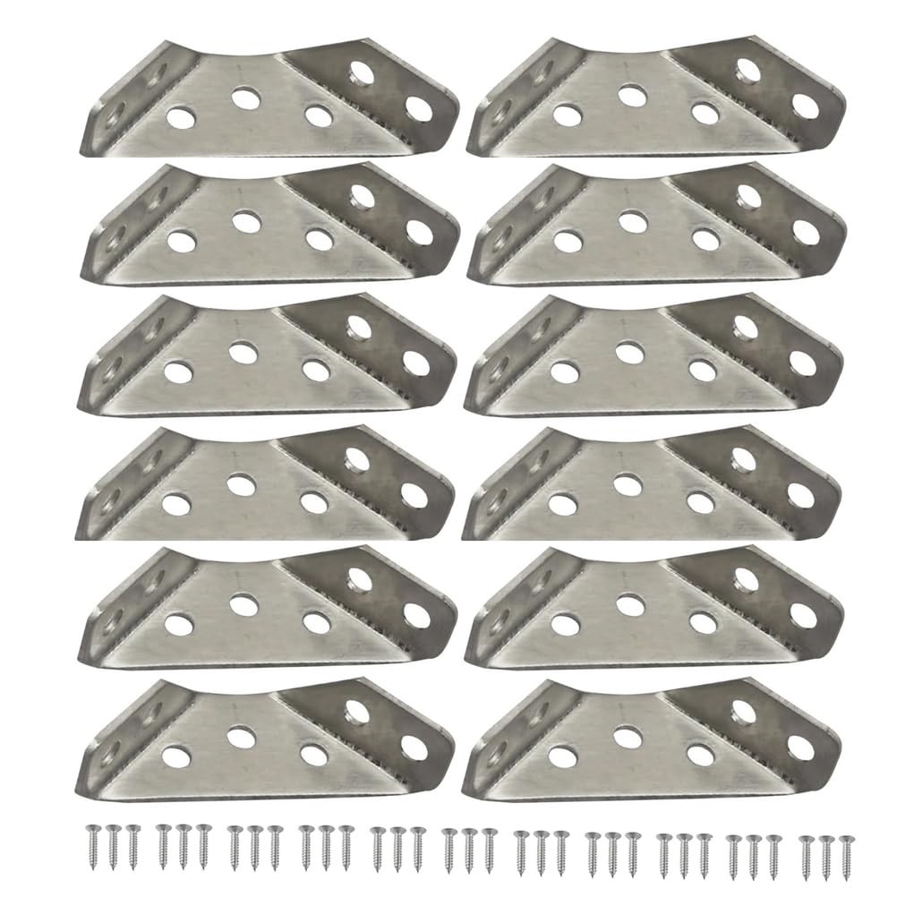 12 PCS Premium Stainless Steel Furniture Corner Brackets Universal Angle Shelf